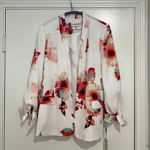 Calvin Klein floral tie-sleeve blazer